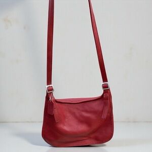 Coach 90s Y2K Slim Messenger Crossbody Red Leather Shoulder Bag